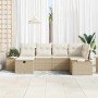 Conjunto de sofá de jardín con almohada 6 pcs Beige Poliratán en Sofás de exterior | Comprar online en Foro24