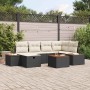 Conjunto de sofá de jardín 7 pcs Negro 55 x 62 x 69 cm