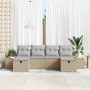 Conjunto de sofá de jardín 6 pcs Beige 55 x 62 x 69 cm