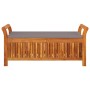 Banco almacenaje jardín con cojín madera maciza de acacia 126cm