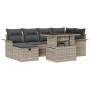 Conjunto de sofá de jardín con cojín 7 pcs Gris claro Poliratán