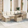 Conjunto de sofá de jardín con cojín 8 pcs Beige Poliratán