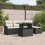 Conjunto de sofá de jardín con cojín 6 pcs Negro Poliratán
