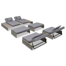 5-teiliges Gartenmöbel-Set und graue synthetische Rattankissen von vidaXL, Gartensets - Ref: Foro24-42889, Preis: 941,32 €, R...