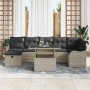 Conjunto de sofá de jardín con cojín 8 pcs Gris claro Poliratán