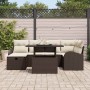 Conjunto de sofá de jardín con cojín 7 pcs Marrón Poliratán