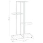 Soporte de flores de 4 estantes de metal blanco 43x22x76 cm