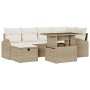 Conjunto de sofá de jardín con cojín 7 pcs Beige Poliratán