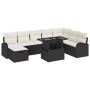 Conjunto de sofá de jardín con cojín 9 pcs Negro Poliratán