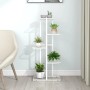 Soporte de flores de 5 estantes de metal blanco 43x22x98 cm