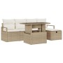 Conjunto de sofá de jardín con cojín 6 pcs Beige Poliratán