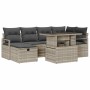 Conjunto de sofá de jardín con cojín 7 pcs Gris claro Poliratán