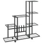 Soporte de flores con rueda de metal negro 94,5x25x92,5 cm