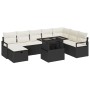 Conjunto de sofá de jardín con cojín 9 pcs Negro Poliratán