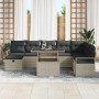 Conjunto de sofá de jardín con cojín 9 pcs Gris claro Poliratán