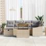 Conjunto de sofá de jardín 7 pcs Beige ratán sintético