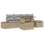 Conjunto de sofá de jardín 6 pcs Beige ratán sintético