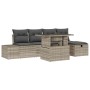 Conjunto de sofá de jardín 6 pcs Gris Claro ratán sintético