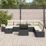 Conjunto de sofá de jardín 9 pcs Negro ratán sintético
