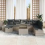 Conjunto de sofá de jardín 9 pcs Gris Claro ratán sintético