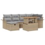 Conjunto de sofá de jardín 7 pcs Beige ratán sintético