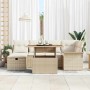Conjunto de sofá de jardín 7 pcs Beige ratán sintético