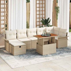 Conjunto de sofá de jardín 8 pcs Beige ratán sintético