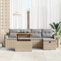 Conjunto de sofá de jardín 6 pcs Beige ratán sintético