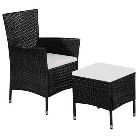 Gartenstühle und Hocker mit schwarzen synthetischen Rattankissen von vidaXL, Gartenstühle - Ref: Foro24-44091, Preis: 97,47 €...