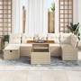 Conjunto de sofá de jardín 8 pcs Beige ratán sintético