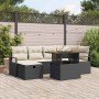 Conjunto de sofá de jardín 7 pcs Negro ratán sintético
