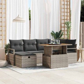 Conjunto de sofá de jardín 7 pcs Gris ratán sintético Conjunto de sofá de jardín 7 pcs Gris ratán sintético
