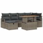 Conjunto de sofá de jardín 7 pcs Gris ratán sintético