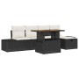 Conjunto de sofá de jardín 6 pcs Negro ratán sintético