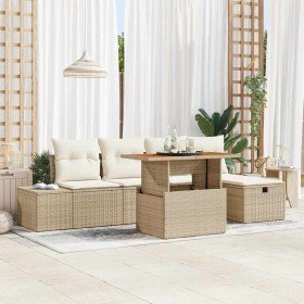 Conjunto de sofá de jardín 6 pcs Beige ratán sintético en Conjuntos de jardín | Comprar online en Foro24