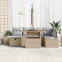 Conjunto de sofá de jardín 7 pcs Beige ratán sintético