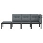 Set de muebles de jardín 4 piezas ratán sintético negro y gris