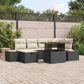 Conjunto de sofá de jardín 7 pcs Negro ratán sintético Conjunto de sofá de jardín 7 pcs Negro ratán sintético