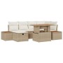 Conjunto de sofá de jardín 7 pcs Beige ratán sintético