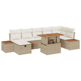 Conjunto de sofá de jardín 8 pcs Beige ratán sintético Conjunto de sofá de jardín 8 pcs Beige ratán sintético