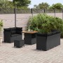 Conjunto de sofá de jardín 8 pcs Negro ratán sintético