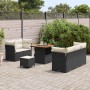 Conjunto de sofá de jardín 8 pcs Negro ratán sintético