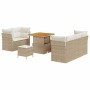Conjunto de sofá de jardín 8 pcs Beige ratán sintético