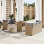 Conjunto de sofá de jardín 8 pcs Beige ratán sintético