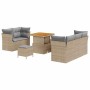 Conjunto de sofá de jardín 8 pcs Beige ratán sintético