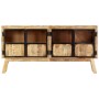 Solid raw mango wood sideboard brown black 160x30x80 cm by vidaXL, Sideboards - Ref: Foro24-247994, Price: 441,86 €, Discount: %