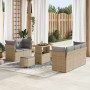 Conjunto de sofá de jardín 8 pcs Beige ratán sintético