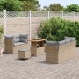Conjunto de sofá de jardín 8 pcs Beige ratán sintético