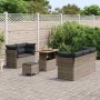 Conjunto de sofá de jardín 8 pcs Gris ratán sintético