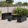 Conjunto de sofá de jardín 9 pcs Negro ratán sintético